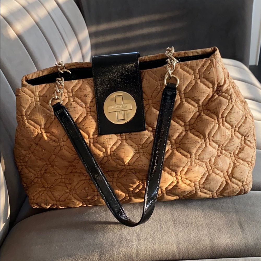 Kate Spade designer cork bag with patent leather